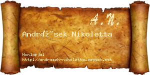 Andrásek Nikoletta névjegykártya